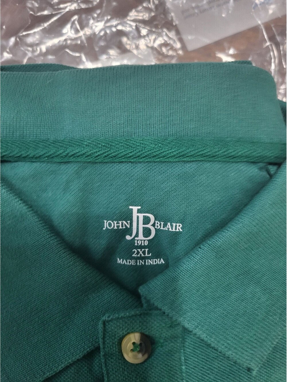 John Blair 2XL Green Long Sleeve Polo Shirt